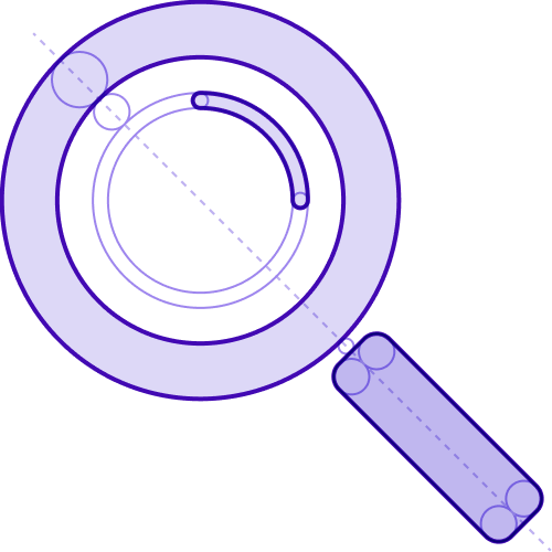 Icona di progettazione che raffigura una lente di ingrandimento
